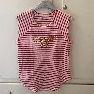 Gap DC Comics Collaboration Wonder Woman Red Striped Tee with Gold Sequins XS